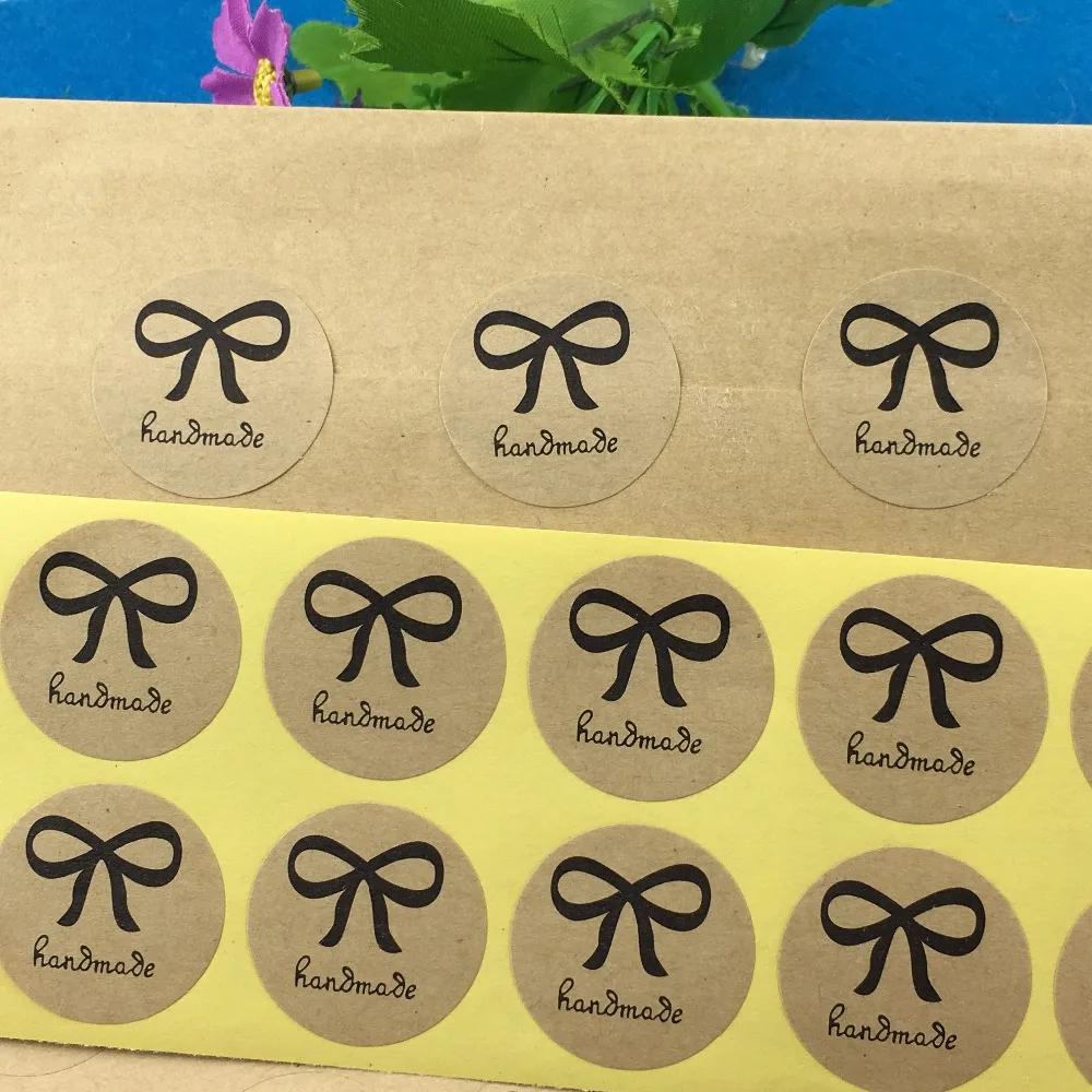 Wholesale kraft paper sticker labels 3cm round handmade stickers Self adhesive labels sealing