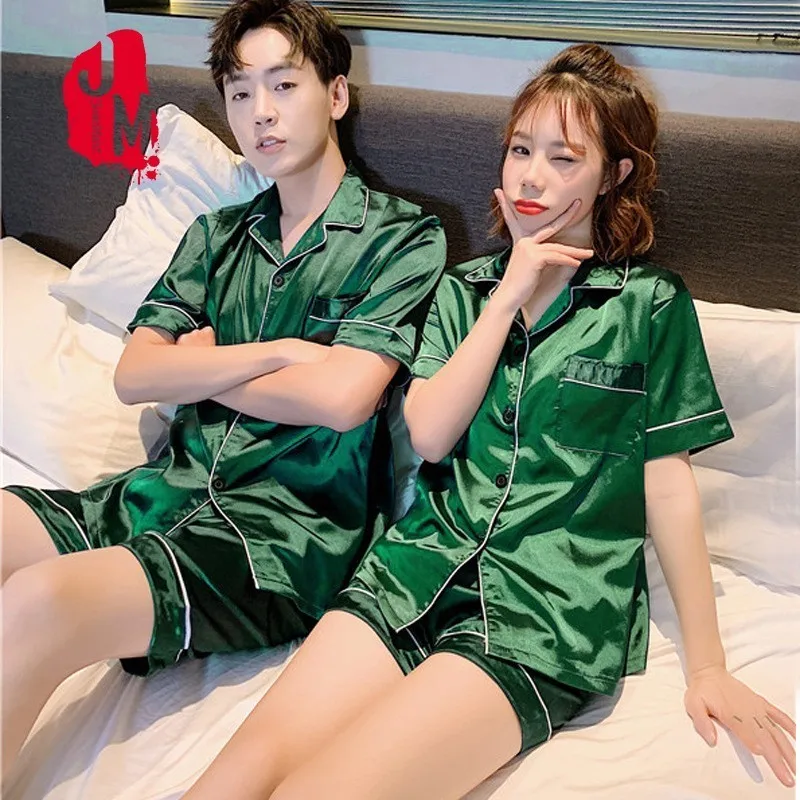 

Womens Silk Satin Pajamas Pyjamas Set Short Sleeve Sleepwear Pijama Pajamas Suit Female Sleep Set Homewear Plus Size M L-XXXXXL
