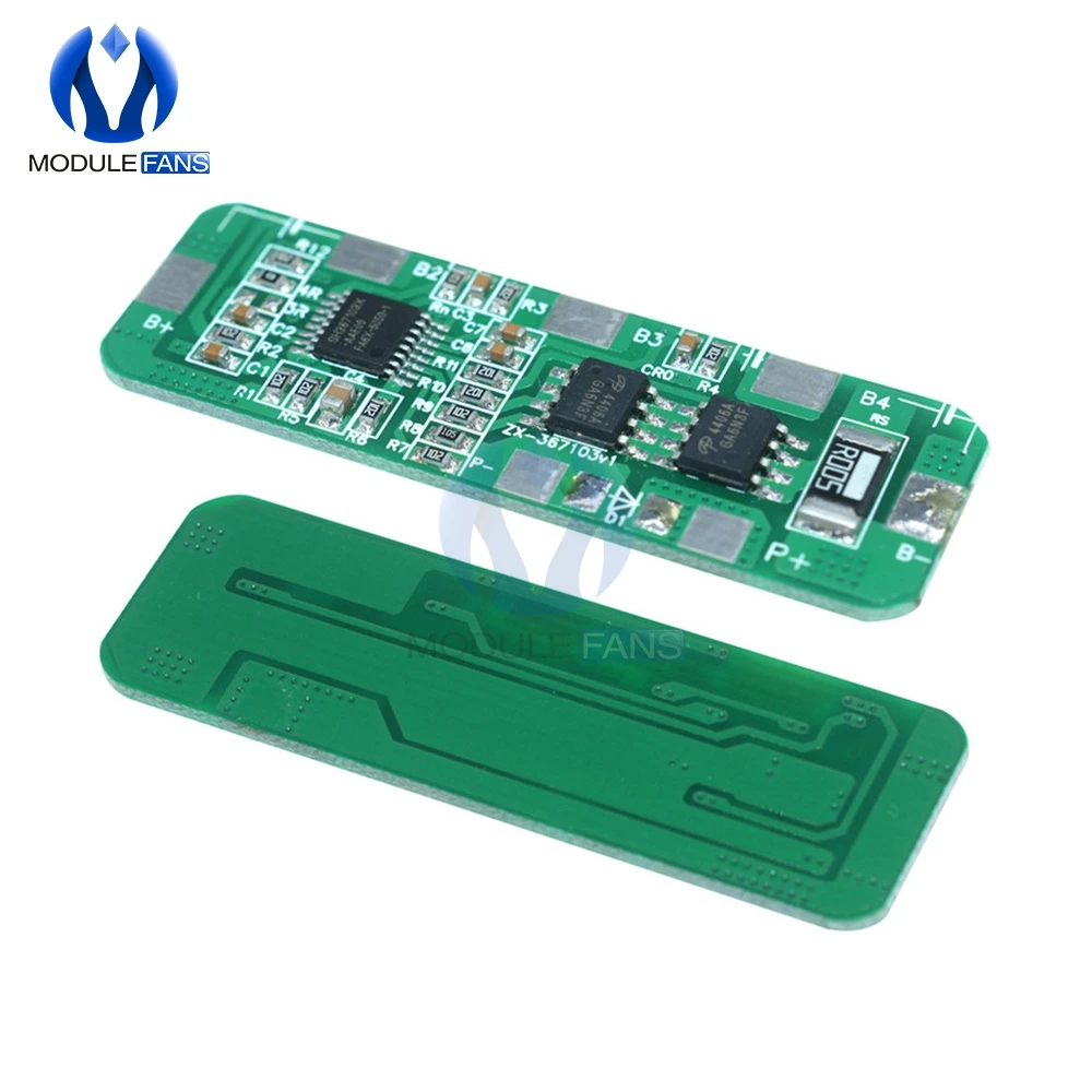 

For 4 Packs 4S 18650 Li-ion lithium Battery Cell PCB BMS Control Protection Board MOS Transistor Overcharge Short Circuit 3A-5A