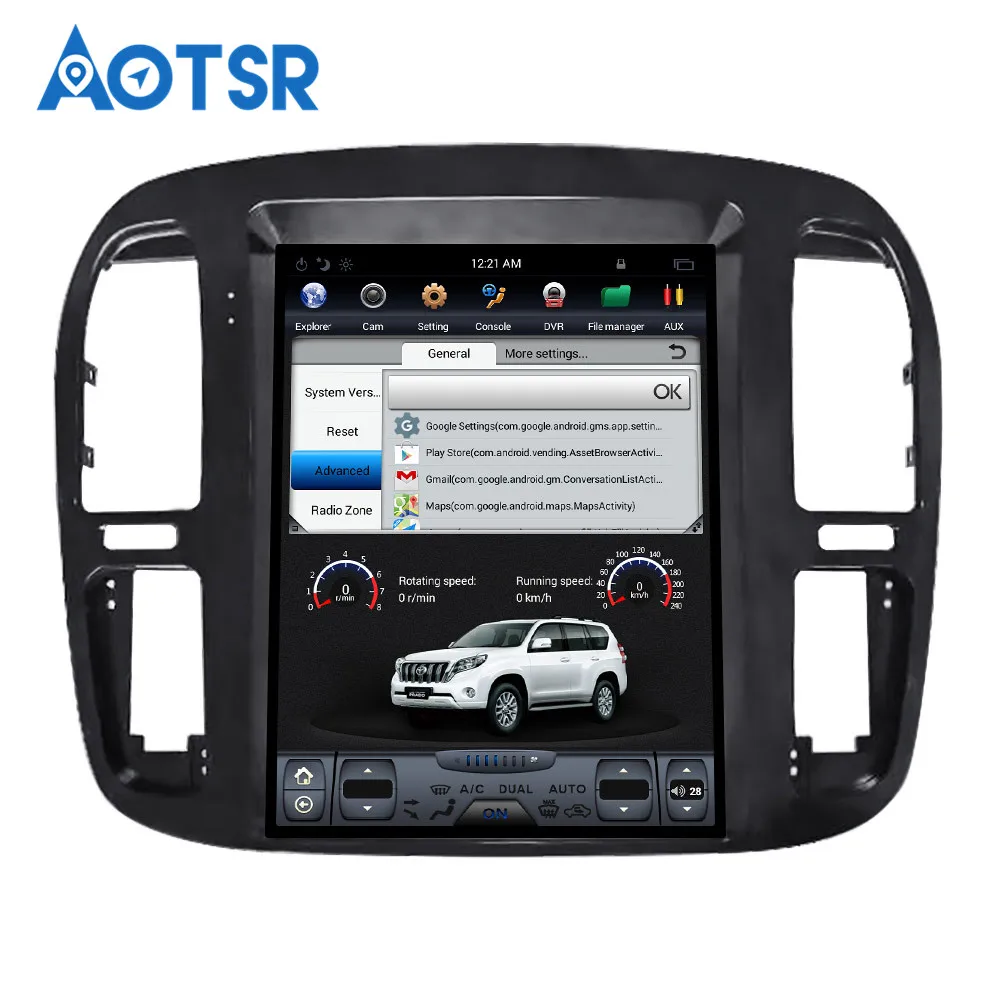 Автомобильный GPS навигатор в стиле Tesla на Android для TOYOTA LAND CRUISER LC100 before 2002 головное
