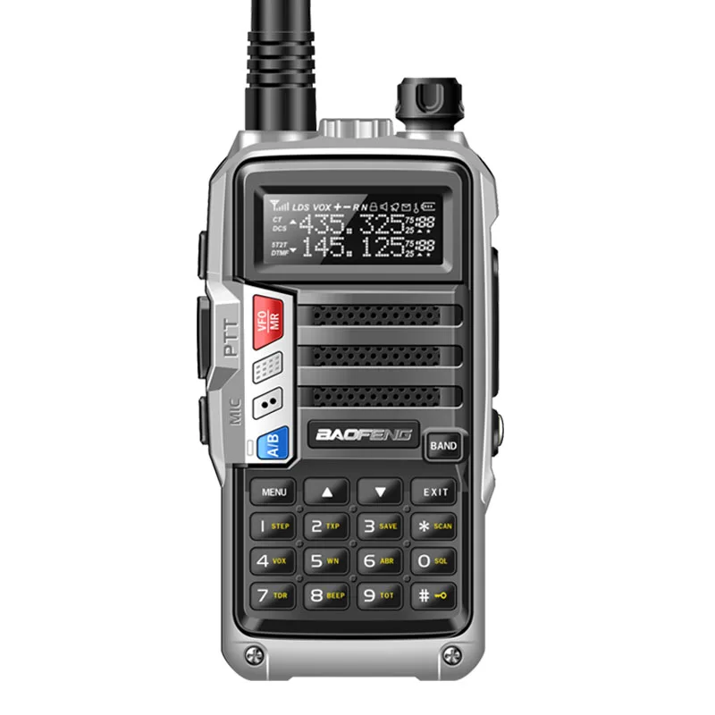 BAOFENG UV-S9 8 Вт Высокая мощность VHF/UHF136-174Mhz& 400-520 МГц Двухдиапазонная 10 км длинный диапазон утолщенная батарея рация CB радио - Цвет: sliver