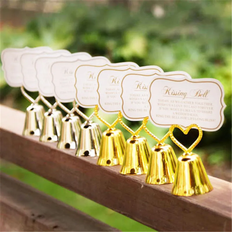 Серебряный колокольчик в форме сердца держатель карточки с именем гостя Свадебные сувениры с подходящей картой для настольные визитницы 45 шт
