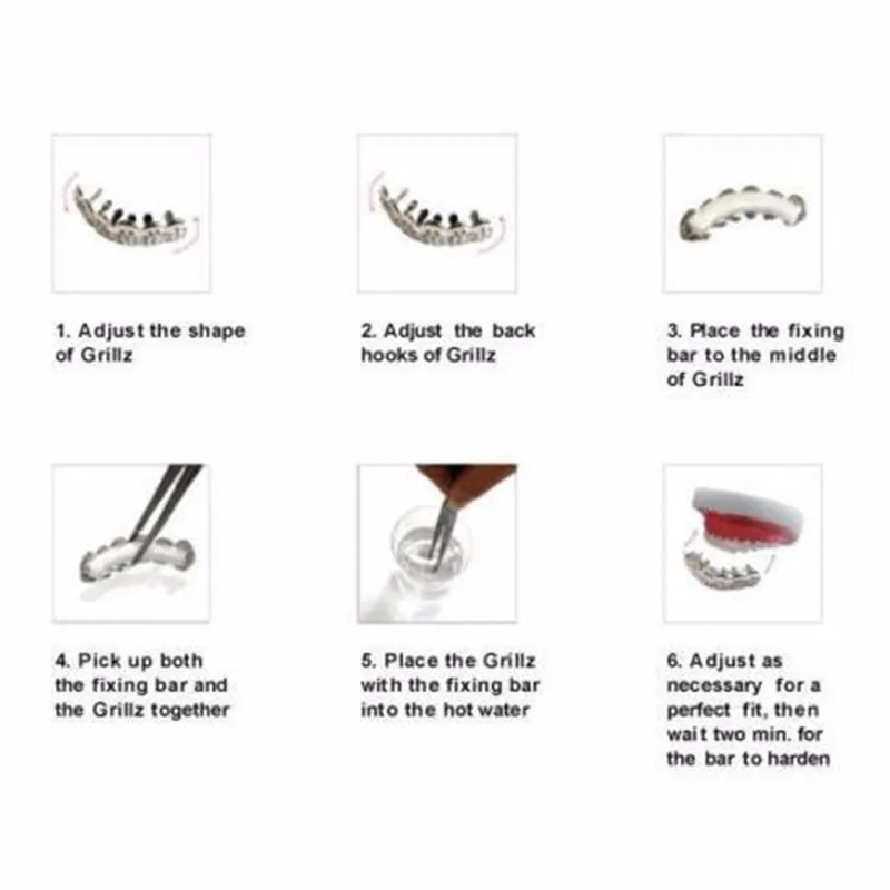 6-Tooth-FREE-SHIPPING-Silver-Custom-Top-Bottom-GRILLZ-Bling-Mouth-Teeth-Caps-Hip-Hop-Grills