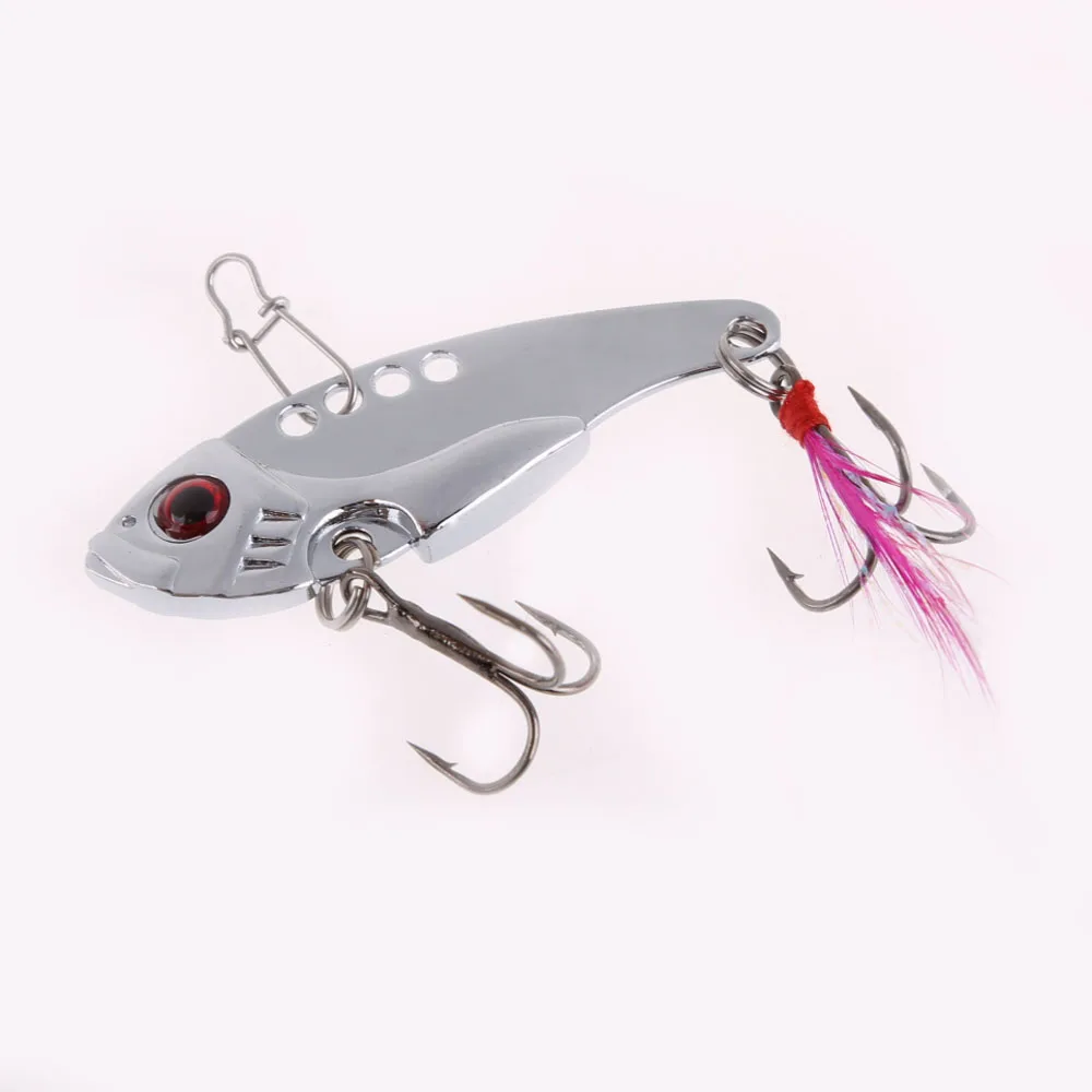 6 Colors Metal Spoon Fishing Lure Crankbait Bass Crank Bait Treble Hook NEW