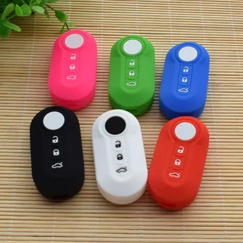 

10 units Car Silicone Flip Folding Key 3 Button remote key FOB Shell Cover set for FIAT 500 Panda Punto Bravo keyless protect