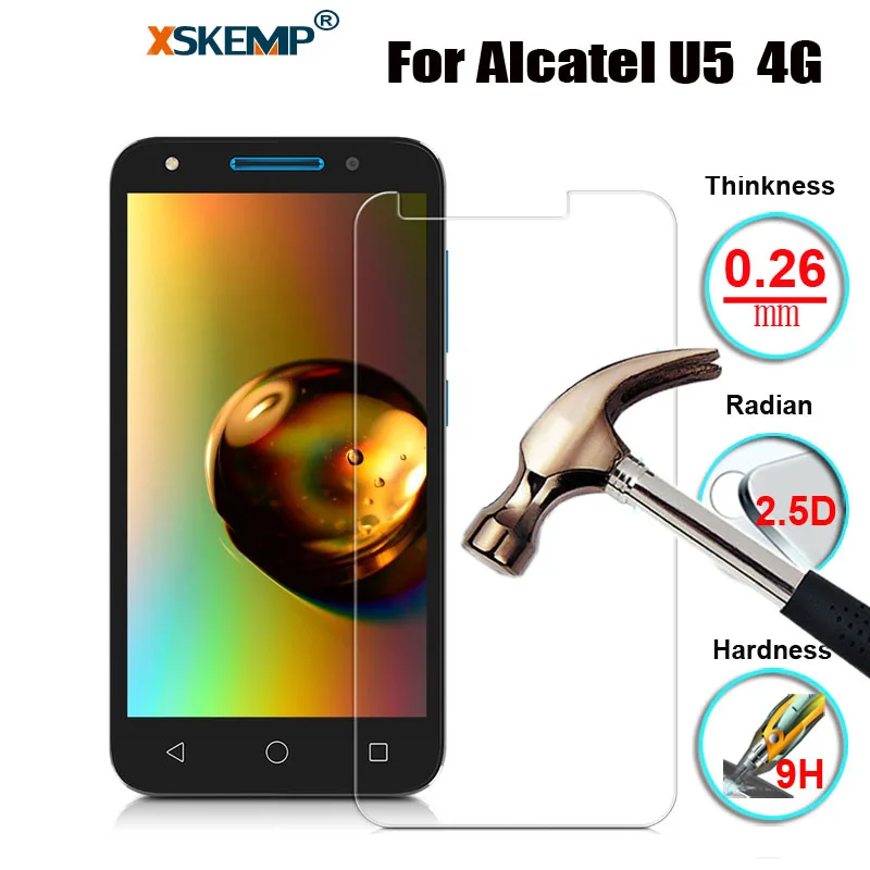 XSKEMP 0 26 мм 9H Настоящее Закаленное стекло для Alcatel U5 4G устойчивое к царапинам