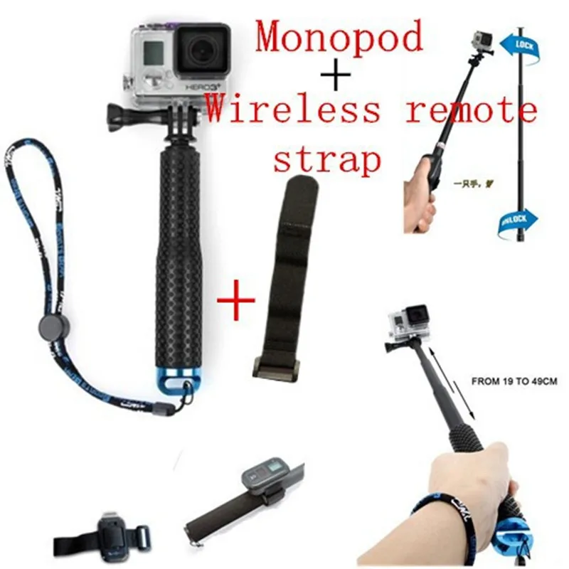 

19'' Waterproof Hand Grip Adjustable Extension Selfie Stick Handheld Monopod For Gopro Hero 6 Hero 5 4 3+ 3 Hero Session Camera