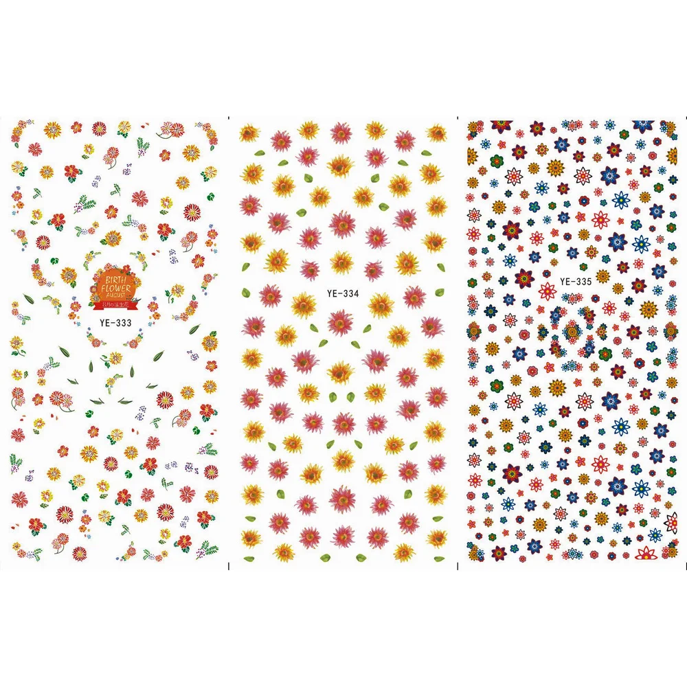 

3 PACK/ LOT WATER TRANSFER DECAL NAIL BEAUTY NAIL STICKER FLOWER DAISY CHRYSANTHEMUM YE333-335