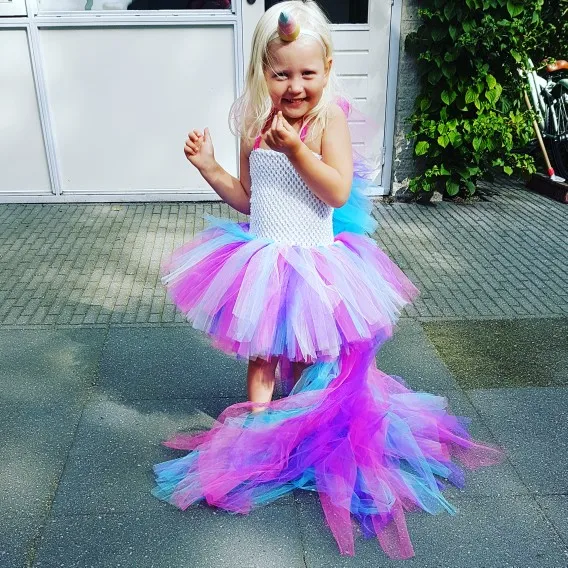 Платье-пачка принцессы с изображением единорога для девочек; Радужное платье для дня рождения и фотосессии; Детский костюм для выступлений для особых праздников