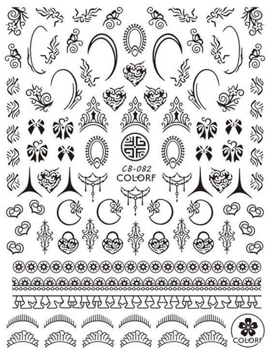 CB series CB-82 BLACK WHITE GOLD SILVER ART FLOWER ROUND 3d nail art stickers decal template diy nail tool decorations CB series CB-82 BLACK WHITE GOLD SILVER ART FLOWER ROUND 3d nail art stickers decal template diy nail tool decorations