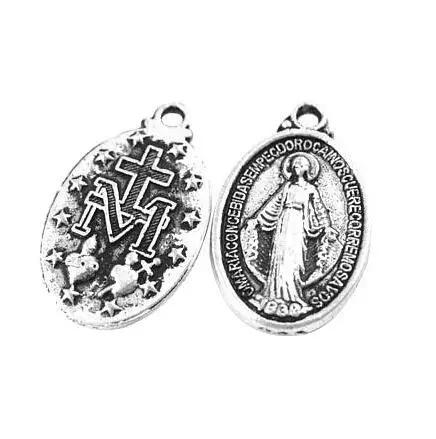 

Virgin Mary Charm Pendants Vintage Silver Cross Medal For Bracelet Necklace Fashion Jewelry Making Beads Accessories 10PCS