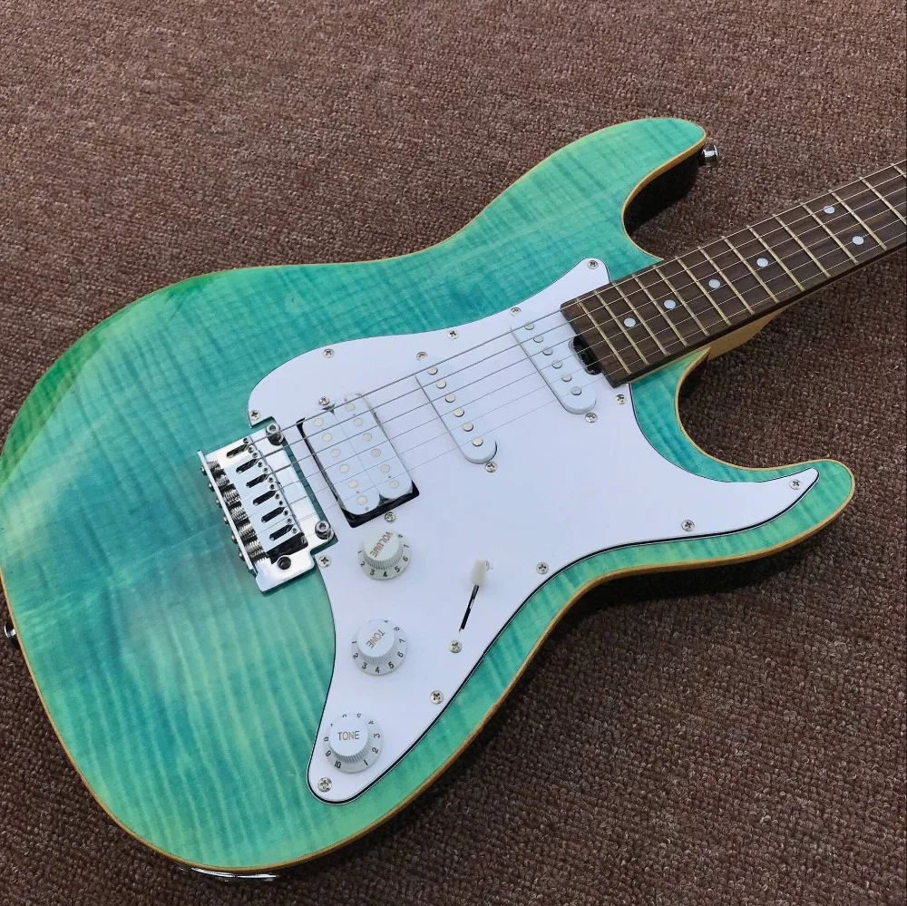 

handmade electric guitar,green color tiger flame, Rosewood fingerboard guitarra,high quality gitaar,real photos