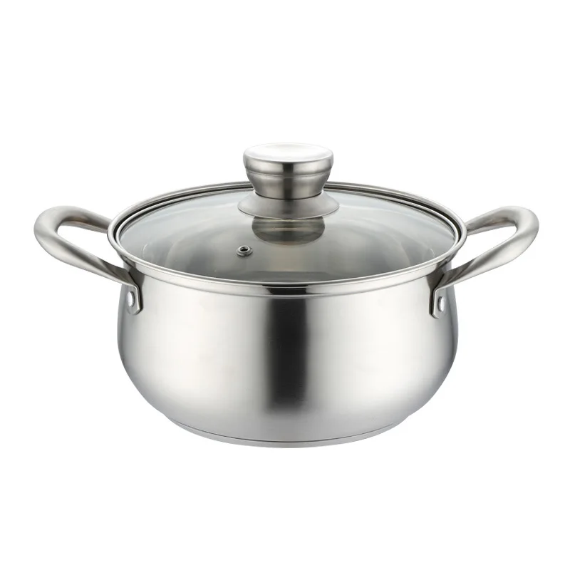 

High quality 304 stainless steel double lug steel bottom arc drum pot handle soup pot anti-overflow