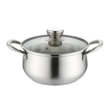 

High quality 304 stainless steel double lug steel bottom arc drum pot handle soup pot anti-overflow