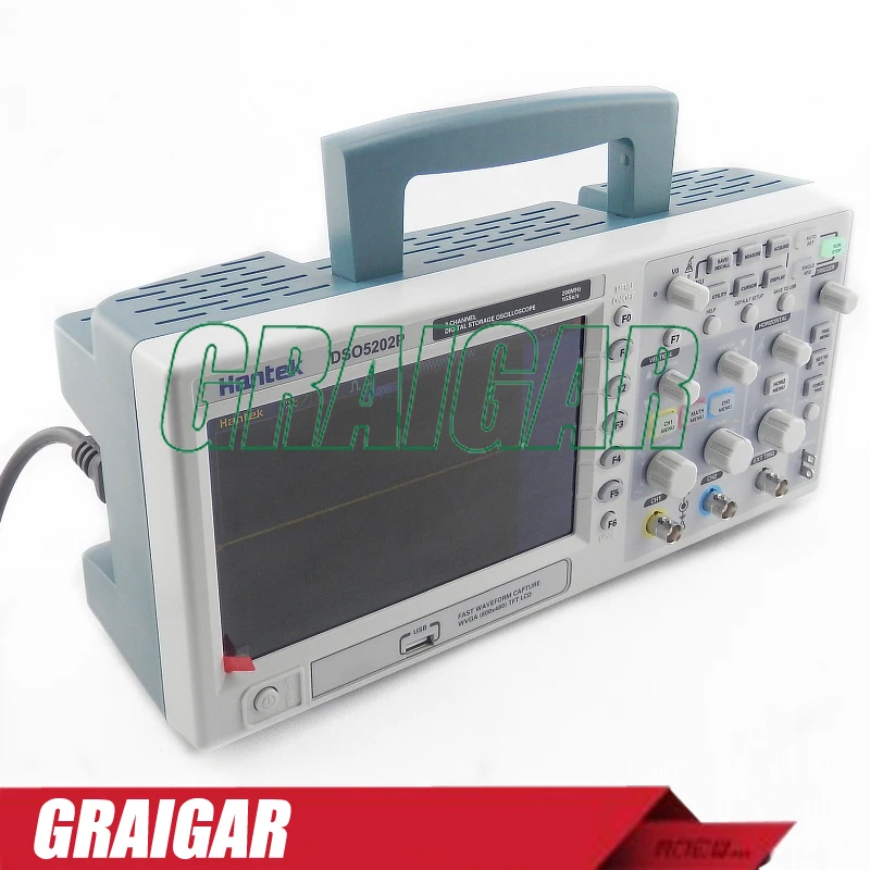 

New Hantek DSO5202P Digital storage oscilloscope 200MHz 2Channels 1GSa/s 7' TFT LCD Record Length 24K USB AC110-220V