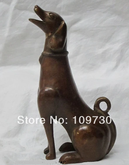 

001096 5.5"Chinese sculpture red bronze Famous dog st.huberthound statue