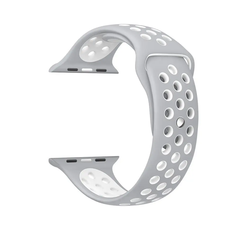 Мягкий силиконовый сменный Браслет для Apple Watch 44 мм 40 мм с дышащим отверстием iwatch серии 5 4 3 2 1 ремешок 42 мм 38 мм - Цвет ремешка: Silver White