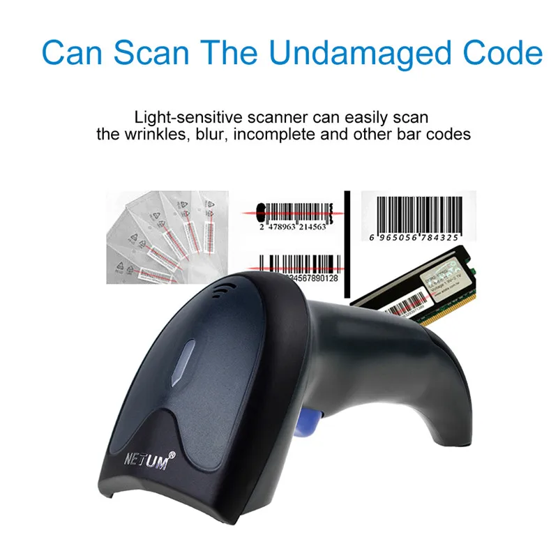 Código de Barras Scanner de Luz Código de Barras da Tela Netum Wired Vermelha Unidimensional Varredura da Tela Manchado w3 2.4g Ccd 4 Cheap Scanners