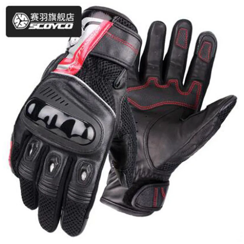 

Summer Breathable SCOYCO Sheepskin Motorcycle Riding Gloves locomotive Anti-fall Cowhide knight Racing glove