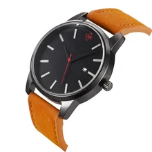 Brand wristwatches fashion New Arrival Simple style calendar casual men watches High quality leather strap quartz watch 3 colors
