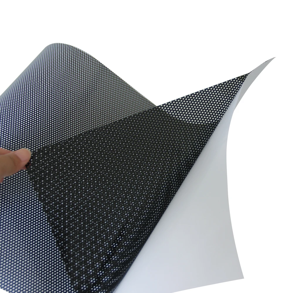 

Perforated Mesh Film Double Black One Way Vision Vinyl Window Tint Film Privacy Protection Window Sticker 1.22mx20m (4ftx65ft)