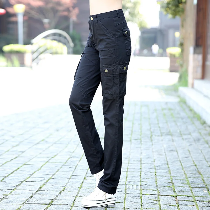 Женские хлопковые брюки карго Pantalon спортивные штаны в стиле милитари прямые с