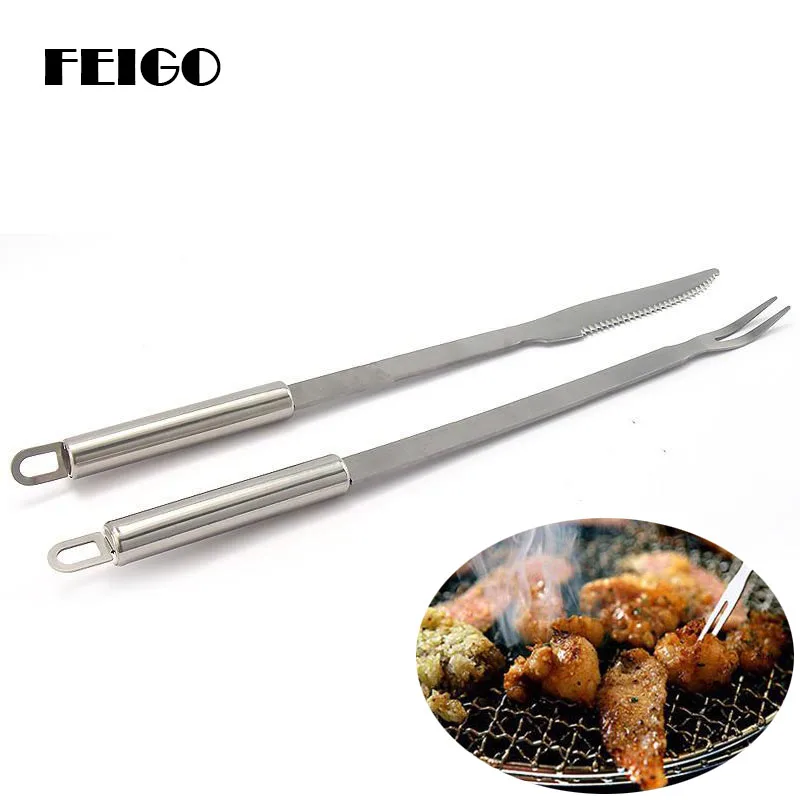 FEIGO 32cm Long Handle 2Pcs/set Large Stainless Steel Brazilian Style