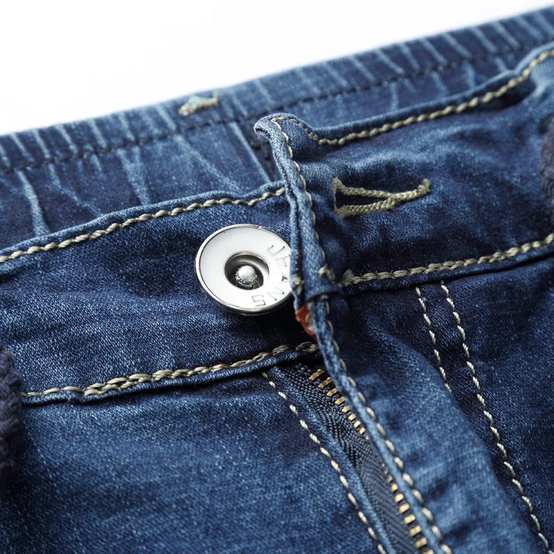 Мужские рваные джинсовые шорты новые Arrrivals Летние повседневные эластичные хлопковые шорты с завязками дышащие светло-голубые джинсы