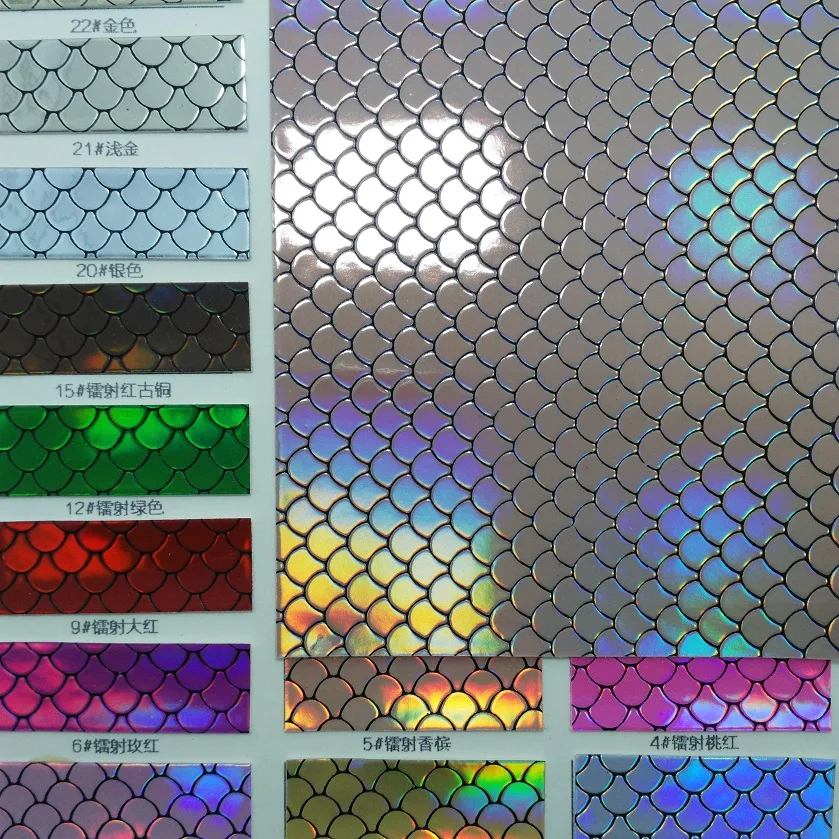 

91x134cm Synthetic Leather, Vinyl Fabric, Iridescent Mermaid Leather Fabric for Bows DIY accessories P2526