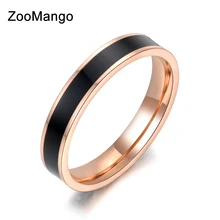 ZooMango Модный черный/белый 2 цвета глазурь розовое золото Простые Свадебные кольца ювелирные изделия из нержавеющей стали кольцо для женщин Девушка ZR18052