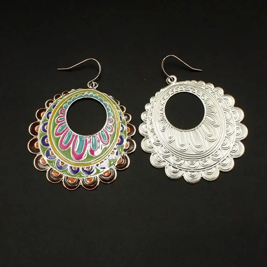 MANILAI Fashion Bohemia Exaggerated Dangle Earring Fashion 50mm Coloured Flower Eardrop Women Ethnic Earrings Cheap Price FE089
