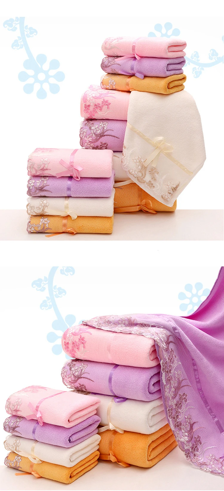 SKTEZO 2 шт. микрофибры кружева вышивка мультфильм мягкое впитывающее полотенце полотенца для ванной полотенца для взрослых