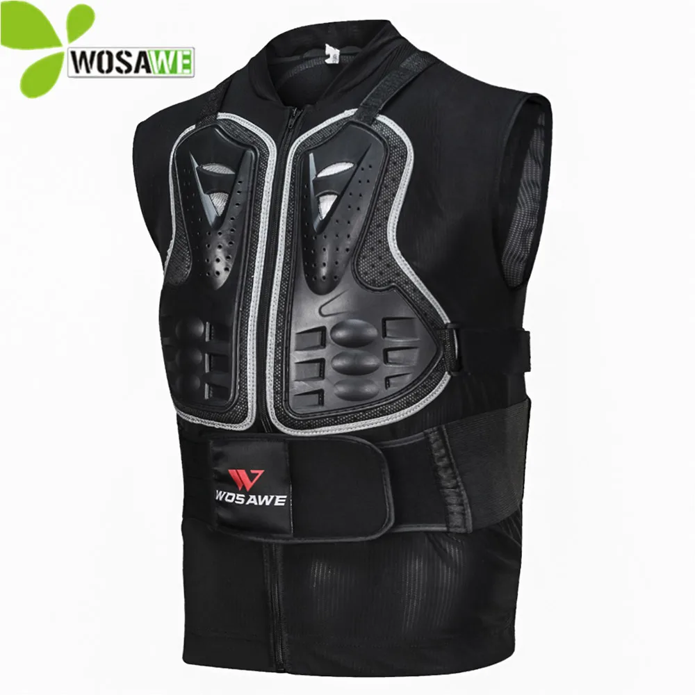 

WOSAWE Sleeveless Cycling Jackets Armor Back Support Chest Brace Guard Tight Motorcycle Cycle Windbreaker Protective Bike Coat