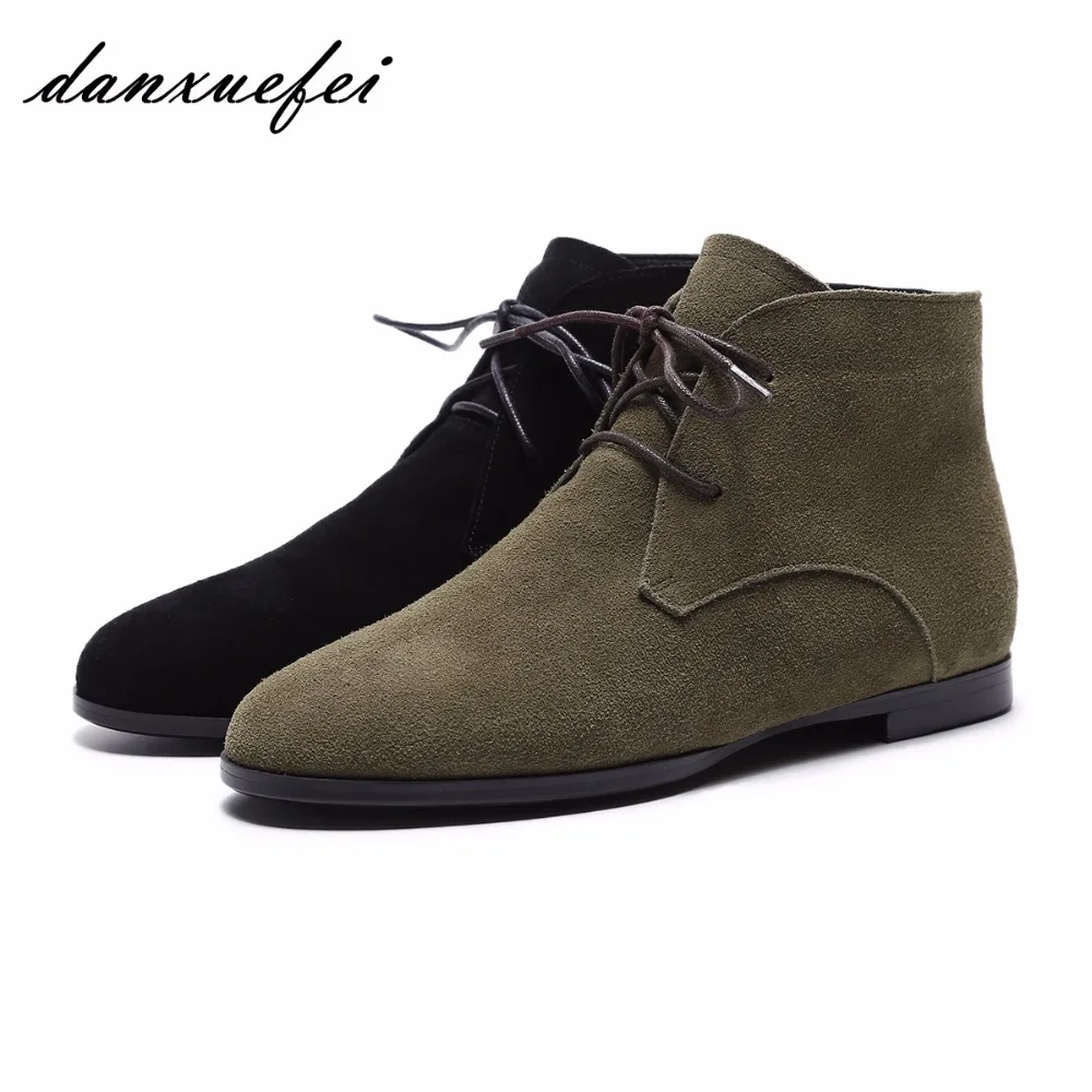 

Women's Genuine Suede Leather Lace-up Autumn Martin Boots Brand Designer Leisure Short Ankle Boots Plus Size Shoes for Women 42