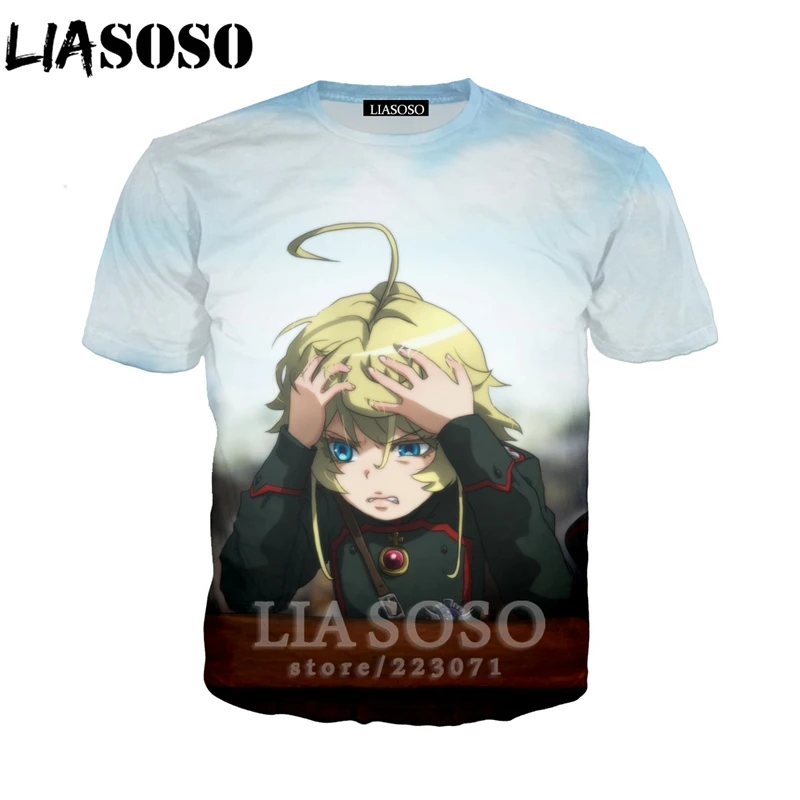 LIASOSO, летняя мужская и женская толстовка, 3D принт, аниме, Youjo Senki Saga of Tanya the Evil, футболка, короткий рукав, топ, пуловер, B086-03 - Цвет: 15