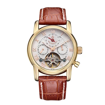 

Relojes MG. ORKINA Men's Watches Tourbillon Auto Mechanical Date Display Male Clock Men's Gold Skeleton Mechanical Watch