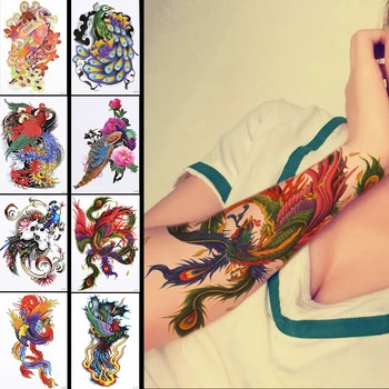 

8 Pieces Peacock Pattern Design Tattoo Sticker Colorful Flower Temporary Women Back Body Art Tattoo Sticker Waterproof New HB#23