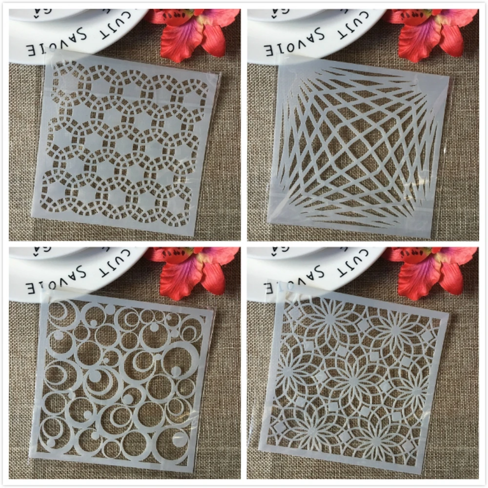 

4Pcs/Set 13cm Circle Bubble Round Flower Eye DIY Layering Stencils Painting Scrapbook Coloring Embossing Decorative Template