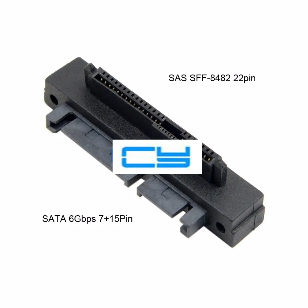90 Degree SFF-8482 SAS 22 Pin to 7+15 Pin SATA Male HDD Hard Drive Adapter New