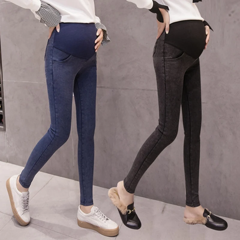 

New maternity jeans feet pants snowflake stretch overalls for pregnant women pregnancy pants zwangerschaps kleding broek