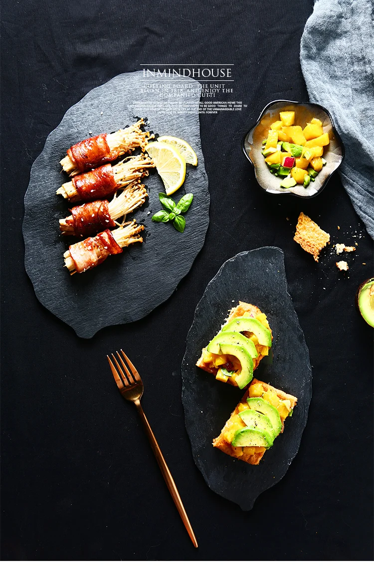 Креативный черный натуральный рок в форме листа ивы кухонная тарелка посуда кухонные блюда инструмент для приготовления пищи 1 шт