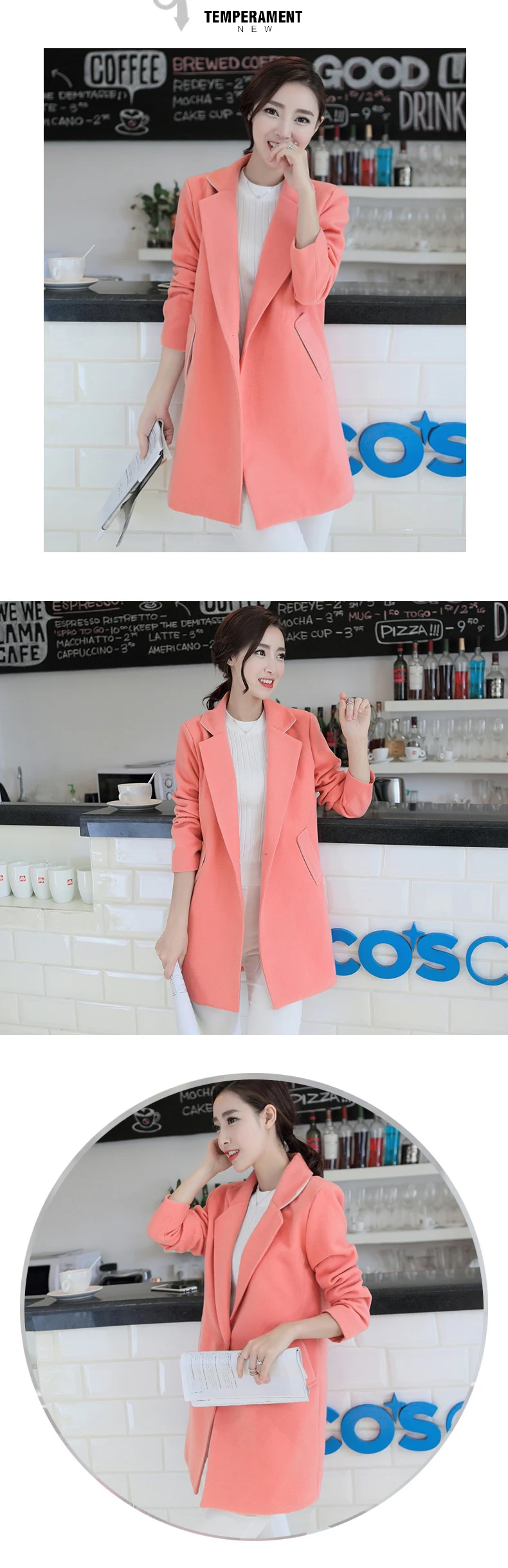 Autumn Winter Wool Coat Women Long Jacket New Plus size Korean Pink Jacket Women Blend Woolen Coat Black Elegant Female Overcoat