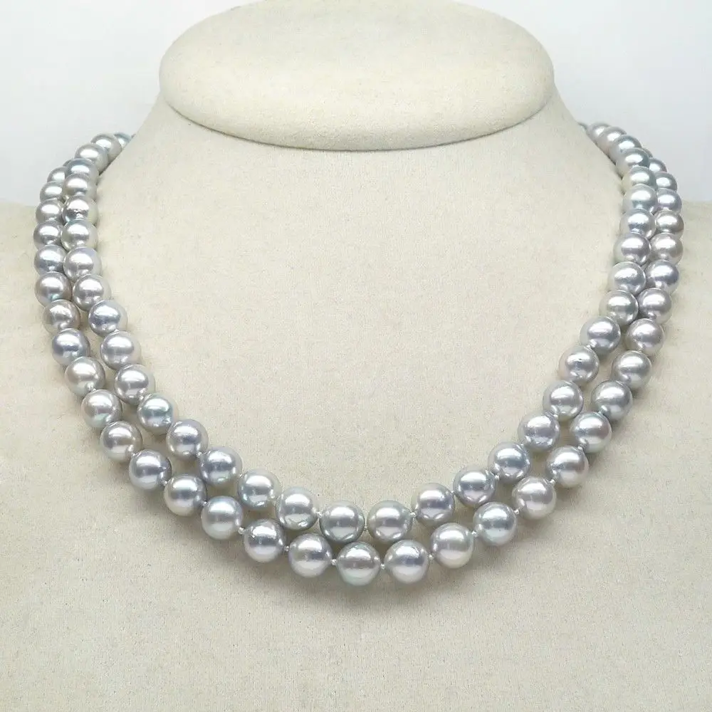 

Free Shipping >>>HUGE AAA 9-10MM PERFECT ROUND SOUTH SEA GENUINE GRAY PEARL NECKLACE 33"14K GOLD