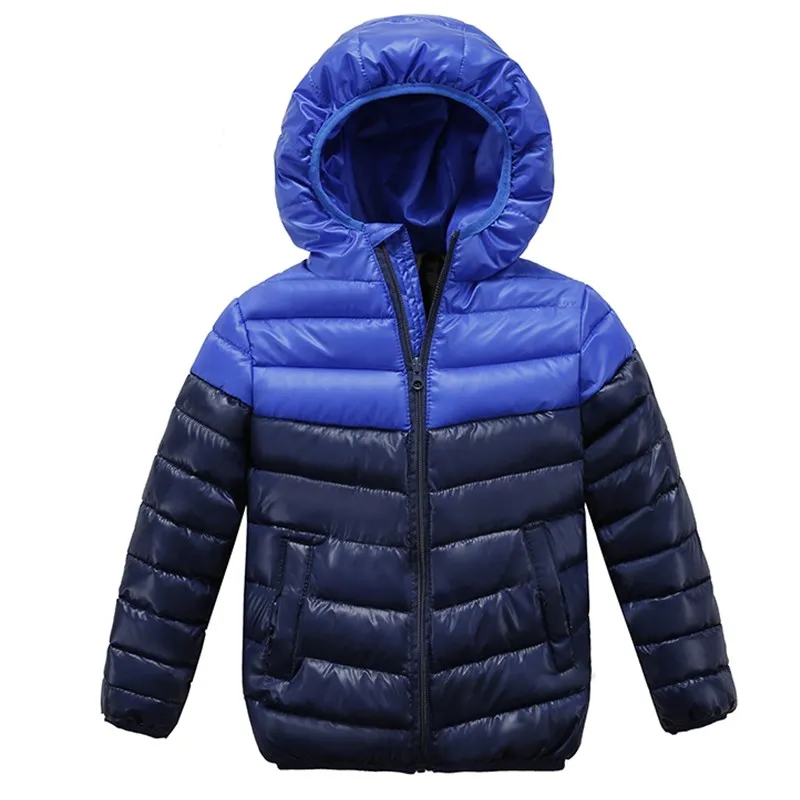 Синего цвета для мальчиков зимние куртки и куртка дети молния Куртки Утепленная зимняя куртка для мальчиков высокого качества для мальчиков зимняя куртка детская одежда