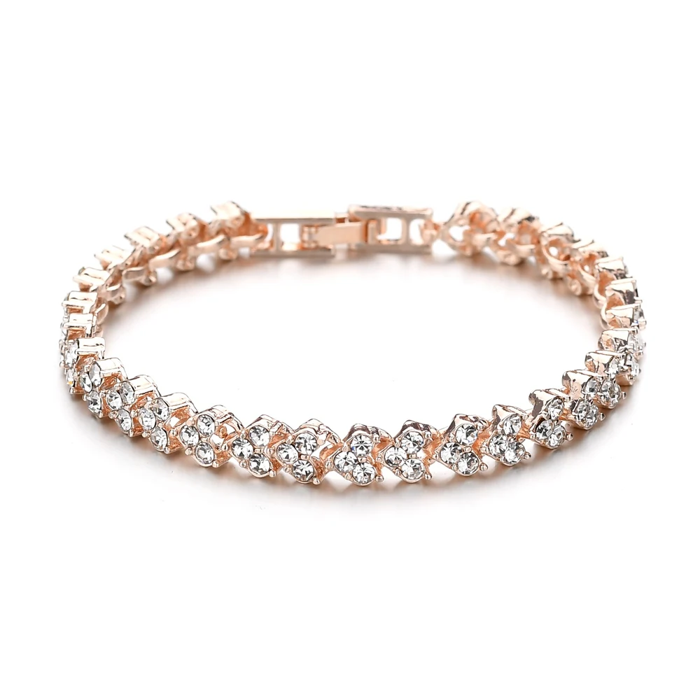 

MissCyCy Fashion Heart Crystal Bracelets for Women Luxurious Rose Gold Color Bracelets & Bangles Bridal Wedding Jewelry Gift