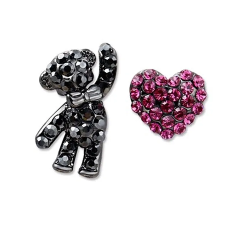 

925 sterling silver earrings Set auger The bear asymmetric earrings love Women's fashion jewelry wholesale