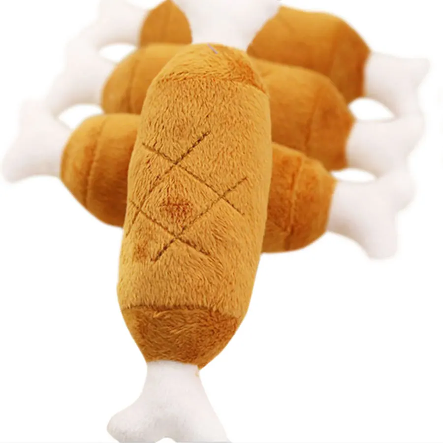 

1Pcs Dog Toy Natural Resistant Teeth Bite Pet Puppy Chew Toys Chew Squeaker Squeaky Plush Bone Sound Chicken For Small Dogs Pets