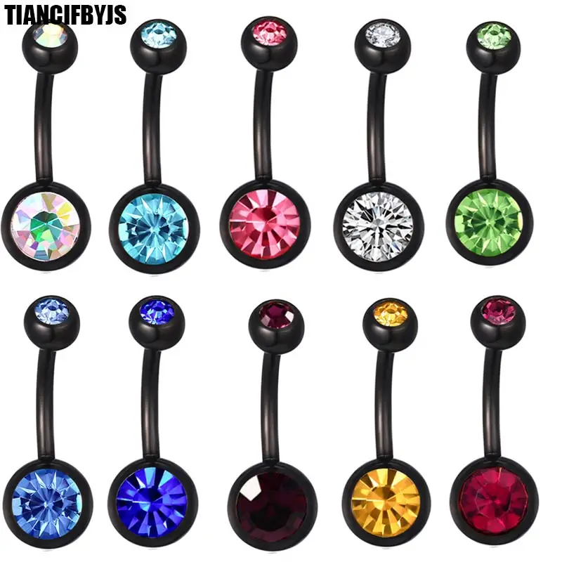 

TIANCIFBYJS 14G Stainless Steel Navel Piercing Cute Belly Button Ring Bell Curved Bar Barbell Body Jewelry For Boys Girls 50pcs