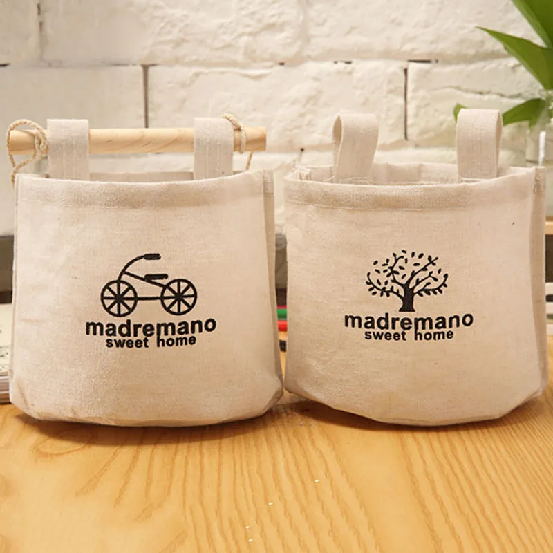 Foldable Retro Hanging Bag Door Storage Bag Bed Single Pocket For Cartoon Hanging Bag Wall Home Living Room Storage