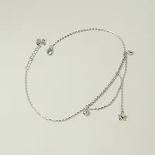 LouLeur Стерлинговое Серебро 925 пробы браслет на лодыжку Звезда Серебряная бусина двухслойные ножные браслеты для женщин романтические серебряные ювелирные изделия подвески